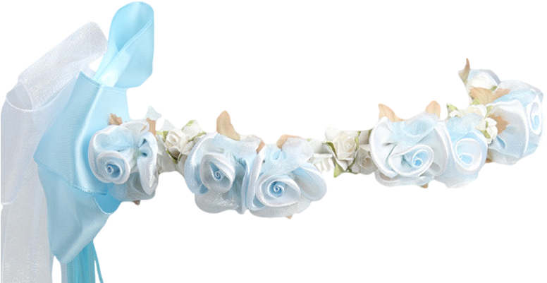 Light Blue Silk & Satin Floral Crown Wreath Girls - Blue And White Flower Crown Transparent (800x400), Png Download