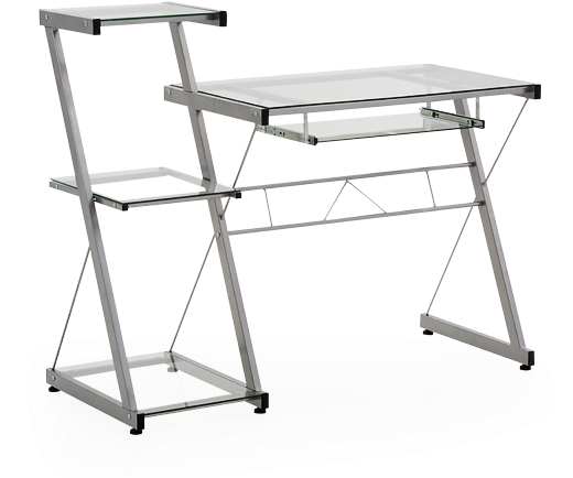 Image For Metal Computer Desk With Glass Top From Economax - Desk (519x804), Png Download