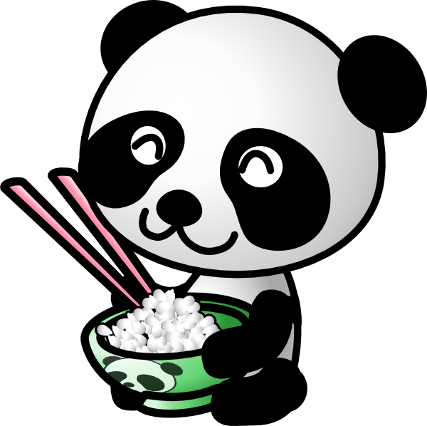 Panda Eating Rice Svg Clip Arts 600 X 598 Px (600x598), Png Download