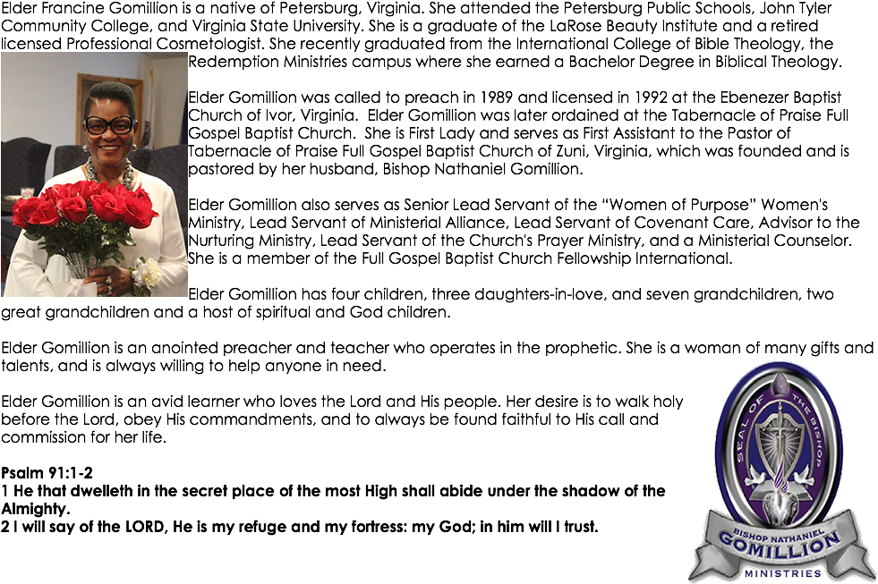 Elder Francine Gomillion Is A Native Of Petersburg, - Bride (981x659), Png Download