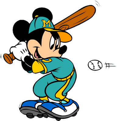 Baseball Clipart Mickey Mouse - Mickey Mouse Baseball (385x400), Png Download