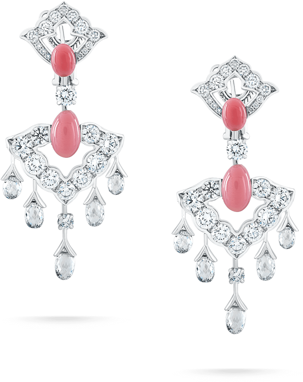Pink Pearl And Diamond Earrings - Earrings (1500x1502), Png Download