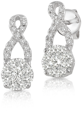 Ladies Diamond Earrings In White Gold - Earring (498x498), Png Download