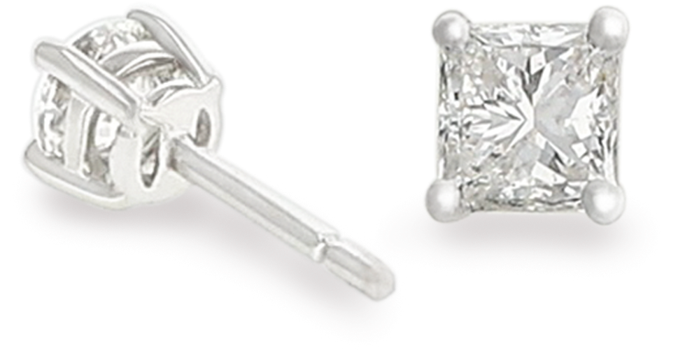 Solitaire Diamond Earrings 18k White Gold - Earrings (1800x1800), Png Download