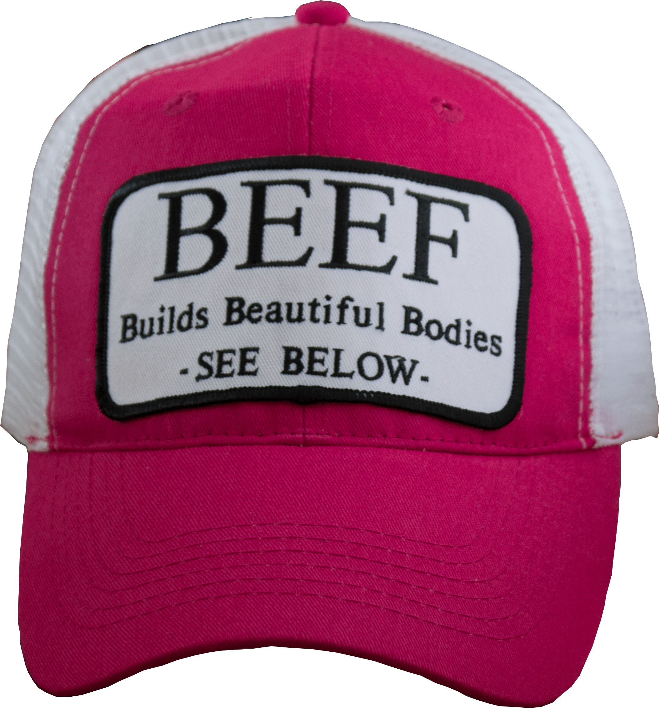 Beef Builds Beautiful Bodies Patch Trucker Hat - Hat (2952x3006), Png Download