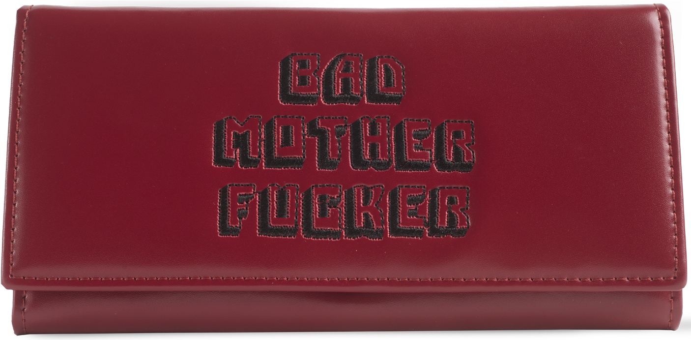 Pink Womens Embroidered Bad Mother Fucker Leather Wallet - Wallet (1410x1125), Png Download