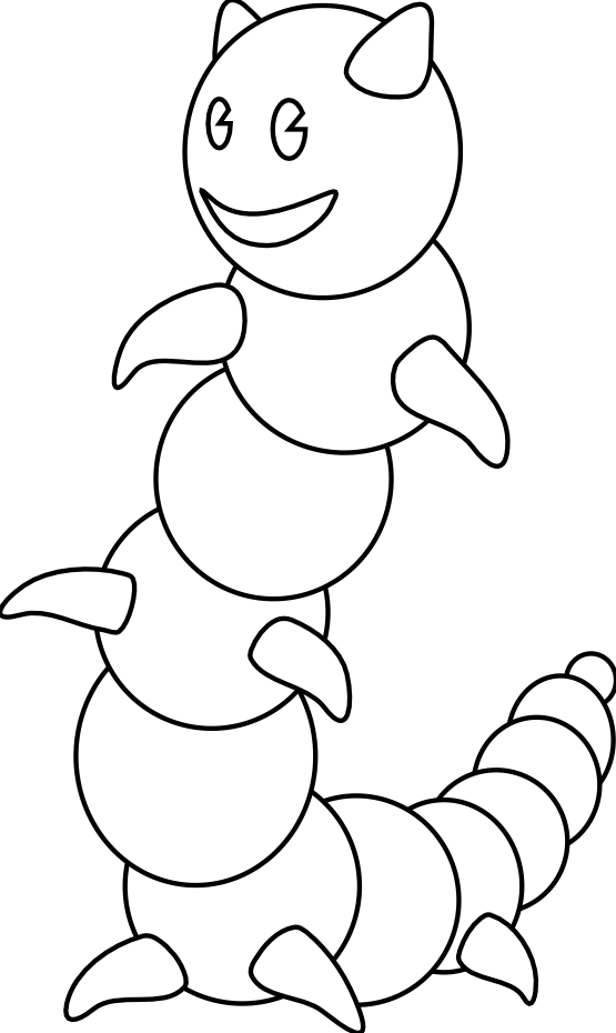 Worm 14 Black White Line Art Coloring Book Colouring - Clip Art (555x930), Png Download