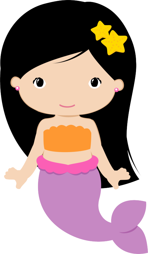 Sereia Calda Lilas Morena Mermaid Kids, Cute Mermaid, - Mermaid Clipart (506x870), Png Download