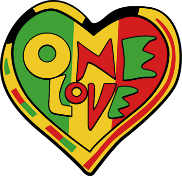 One Love Rasta Wall Sticker - Red Yellow Green Heart (374x362), Png Download