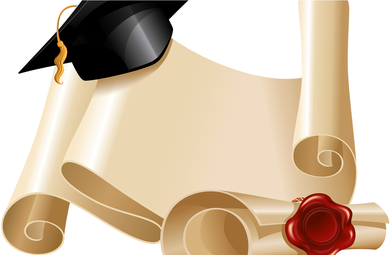 Diploma And Graduation Hat Png Clipart Picture Gallery - Graduation Hat Png (1368x855), Png Download