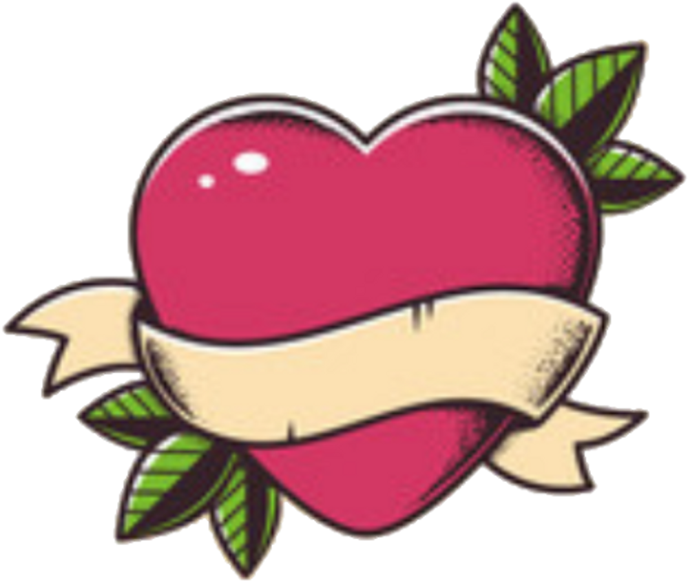 Heart Banner Leaves Hearttattoo Lovetattoo Tattoocolors - Vector Graphics (1024x1024), Png Download