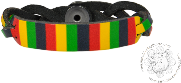 Rasta/black Braided - Bracelet (672x372), Png Download