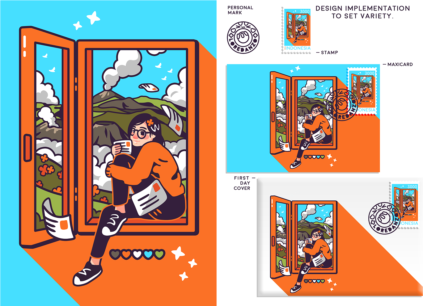 Postcrossing Indonesia”, I Made An Illustration Of - Postage Stamp (1400x990), Png Download