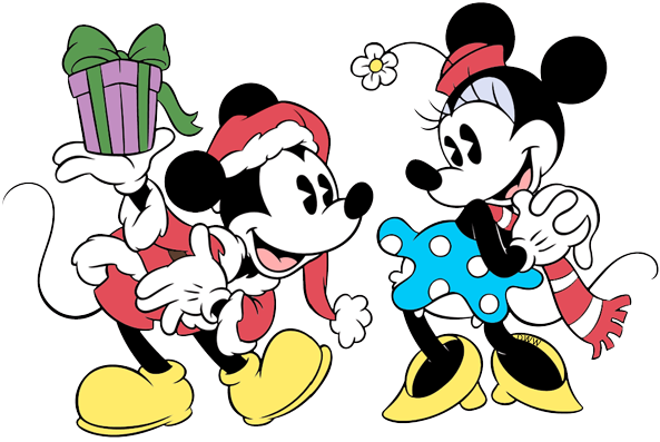 Classic Santa Mickey Classic Mickey, Minnie - Minnie Mouse Colouring Page Free (593x397), Png Download