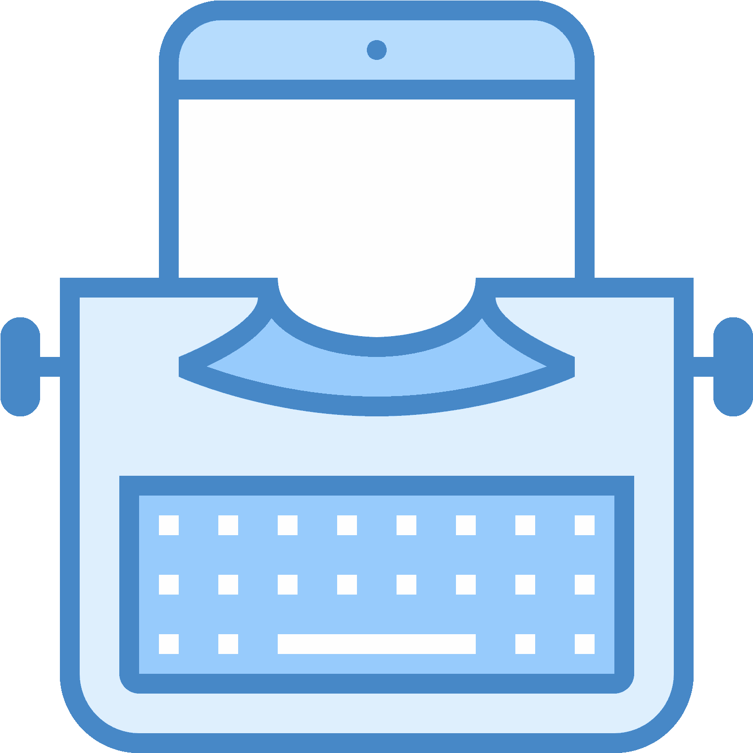 Typewriter With Tablet Icon - Blue Typewriter Icon (1600x1600), Png Download