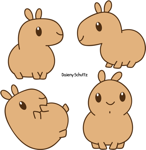 Png Freeuse Asian Drawing Cute - Capivara Kawaii (600x625), Png Download