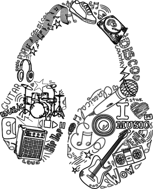 Vinilo Decorativo Auriculares - Manuscript Paper: 8 Staff Blank Music Sheet [book] (520x644), Png Download