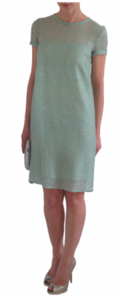 Metal Lace Overlay Shift Dress - Dress (520x600), Png Download