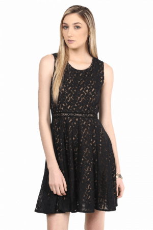 The Vanca Women Sleeveless Lace Skater Dress - Dress (300x450), Png Download