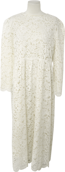 Lace Overlay Scalloped Hem Dress The Delivery Starts - Gown (800x800), Png Download