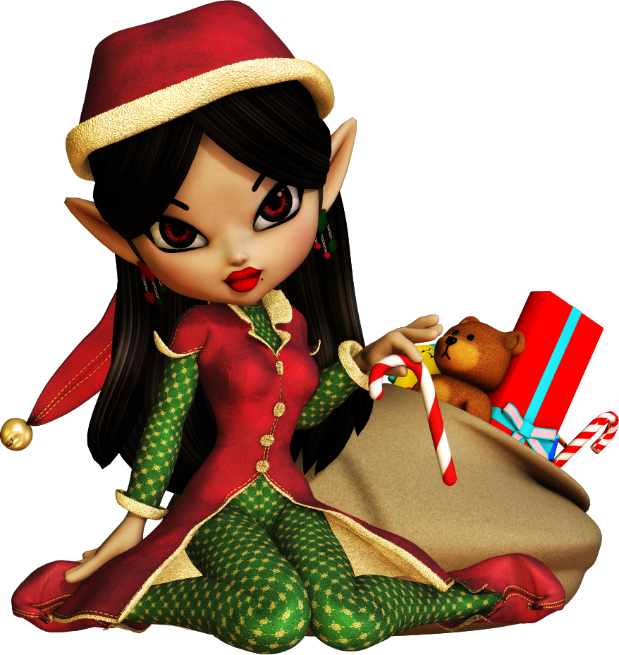 Elfen Clipart Dolls - Png Christmas Female (878x929), Png Download
