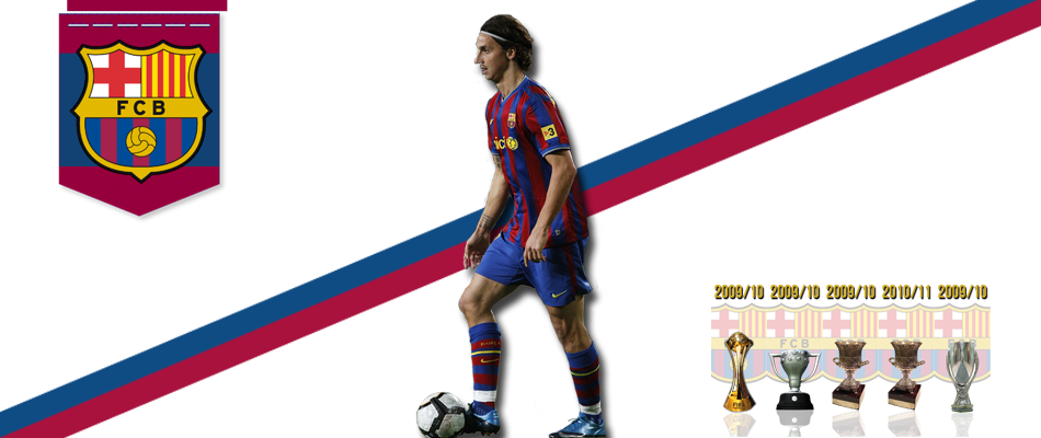 Zlatan In Barcelona 2009-2010 - Fc Barcelona Official Velour Cotton Football Crest (950x400), Png Download