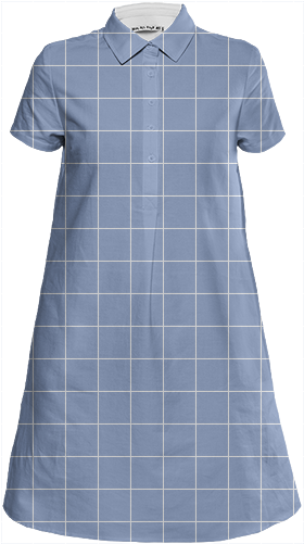 Pantone Serenity Large Grid Shirt Dress $98 - Pastel Shirt Aesthetic Transparent (400x521), Png Download