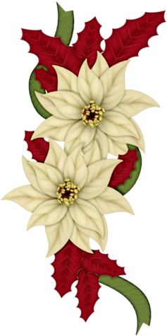 Christmas Bows, Christmas Flowers, Christmas Clipart, - Happy Holidays- Christmas, Holiday, Poinsettia Card (265x500), Png Download