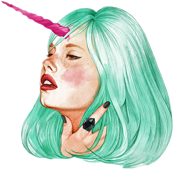 Girltumblr Girl Unicorn Unicorngirl Tumblur Tumbler - Unicorn Girl (556x543), Png Download