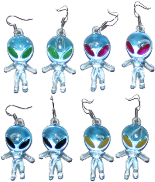 Alien Tumblr Transparent Download - Blue Clear Alien Earrings - Cyber Alien Babe 90s Vintage (500x500), Png Download