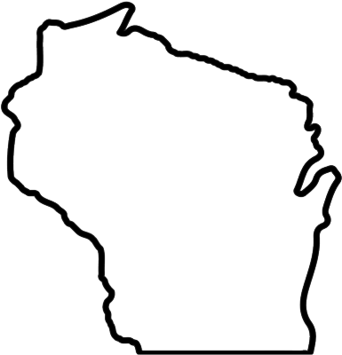 Wisconsin Outline Rubber Stamp - Black And White Outline Of Wisconsin (401x401), Png Download