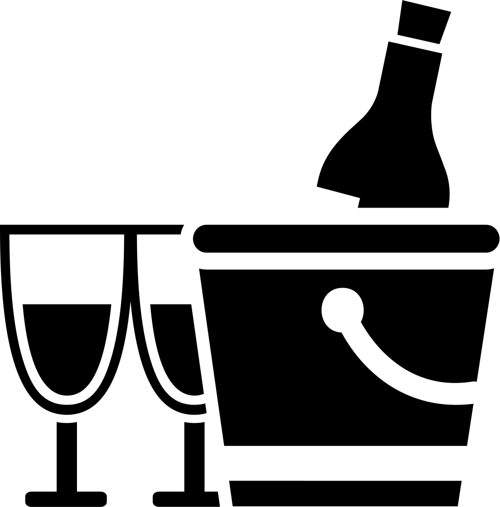 Wine Bottle In Bucket With Two Glasses Comments - Balde De Gelo Vetor (981x994), Png Download