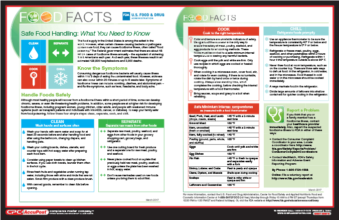 Fda Safe Food Handling Poster - Food (675x1000), Png Download