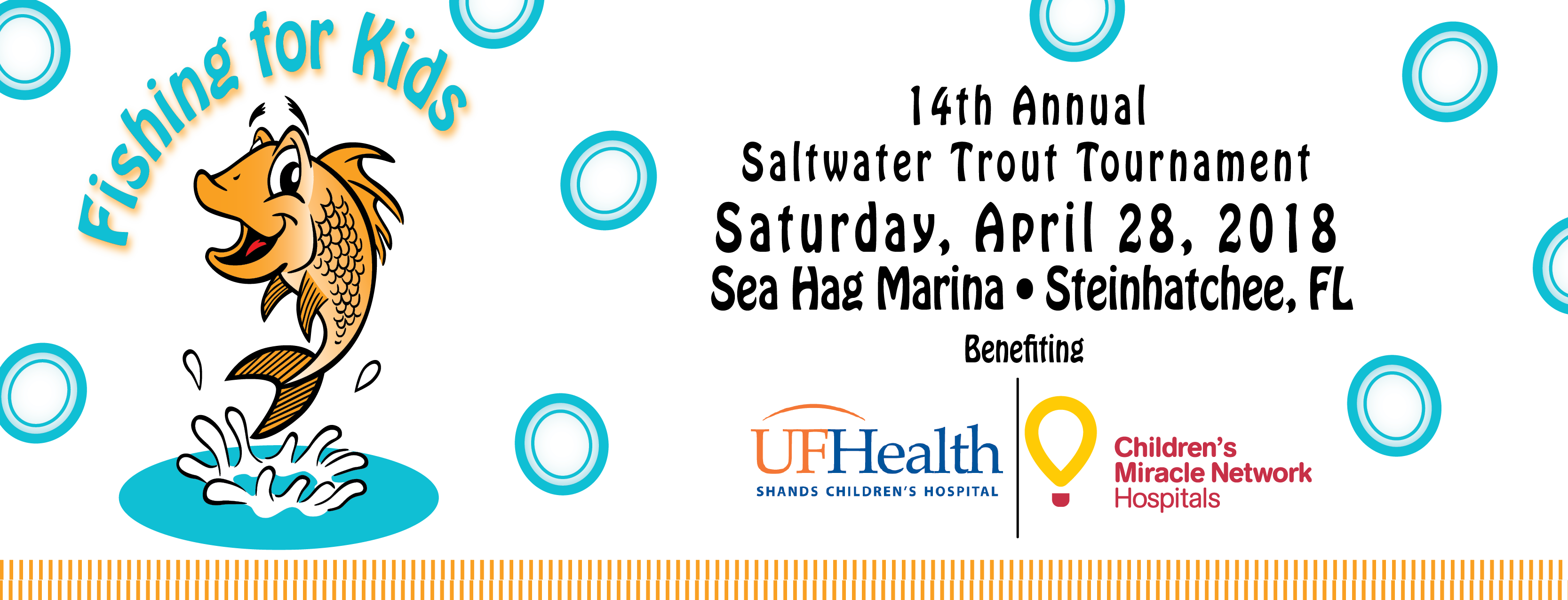 2018 Fishing For Kids Saltwater Tournament Banner - University Of Florida Health (3333x1275), Png Download