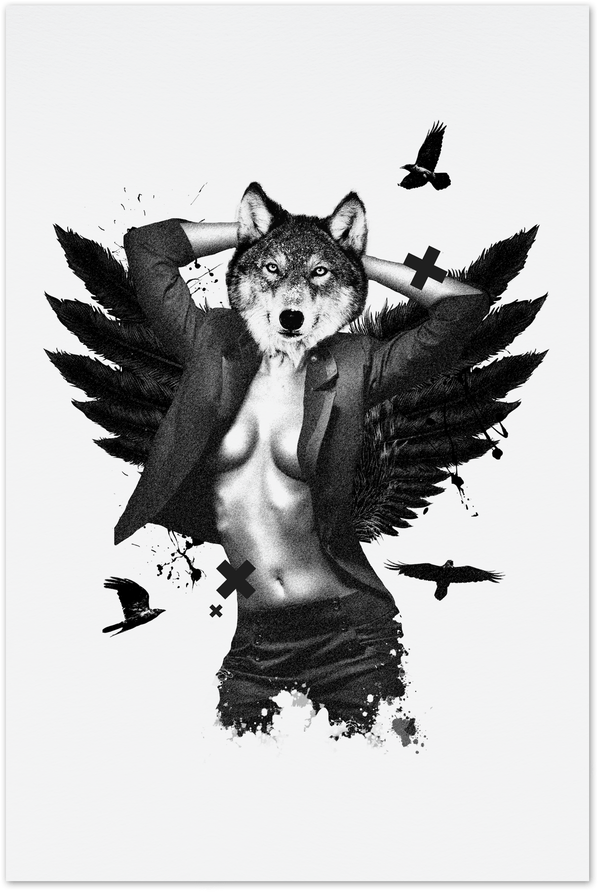She Wolf Kunstkort - Birds Wings Png Hd (1360x1992), Png Download
