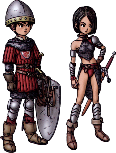 Male And Female Warriors - Dragon Quest Ix Png (377x500), Png Download