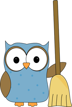 Broom Clip Art - Owl With Broom (305x450), Png Download