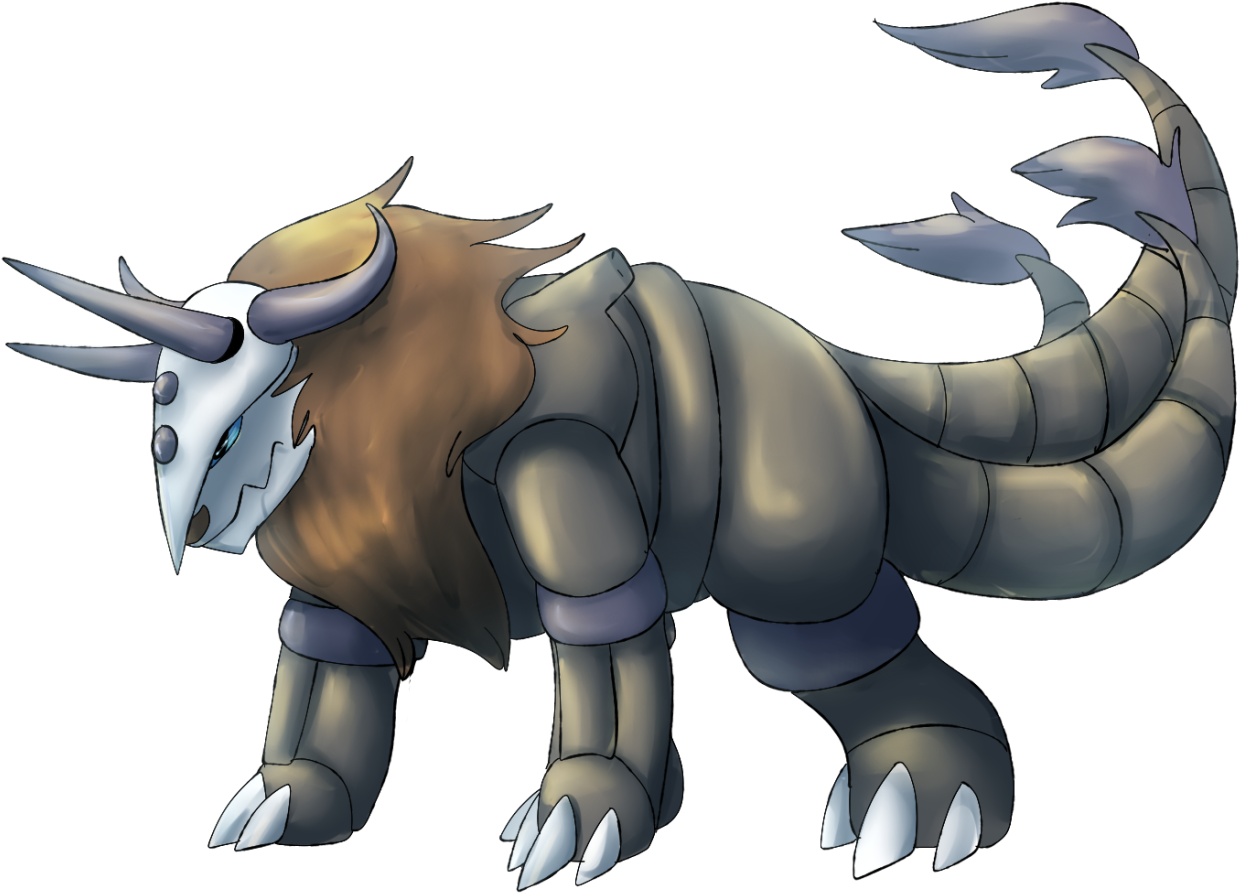 Tauros/aggron Normal/steel Type - Cartoon (1280x1002), Png Download