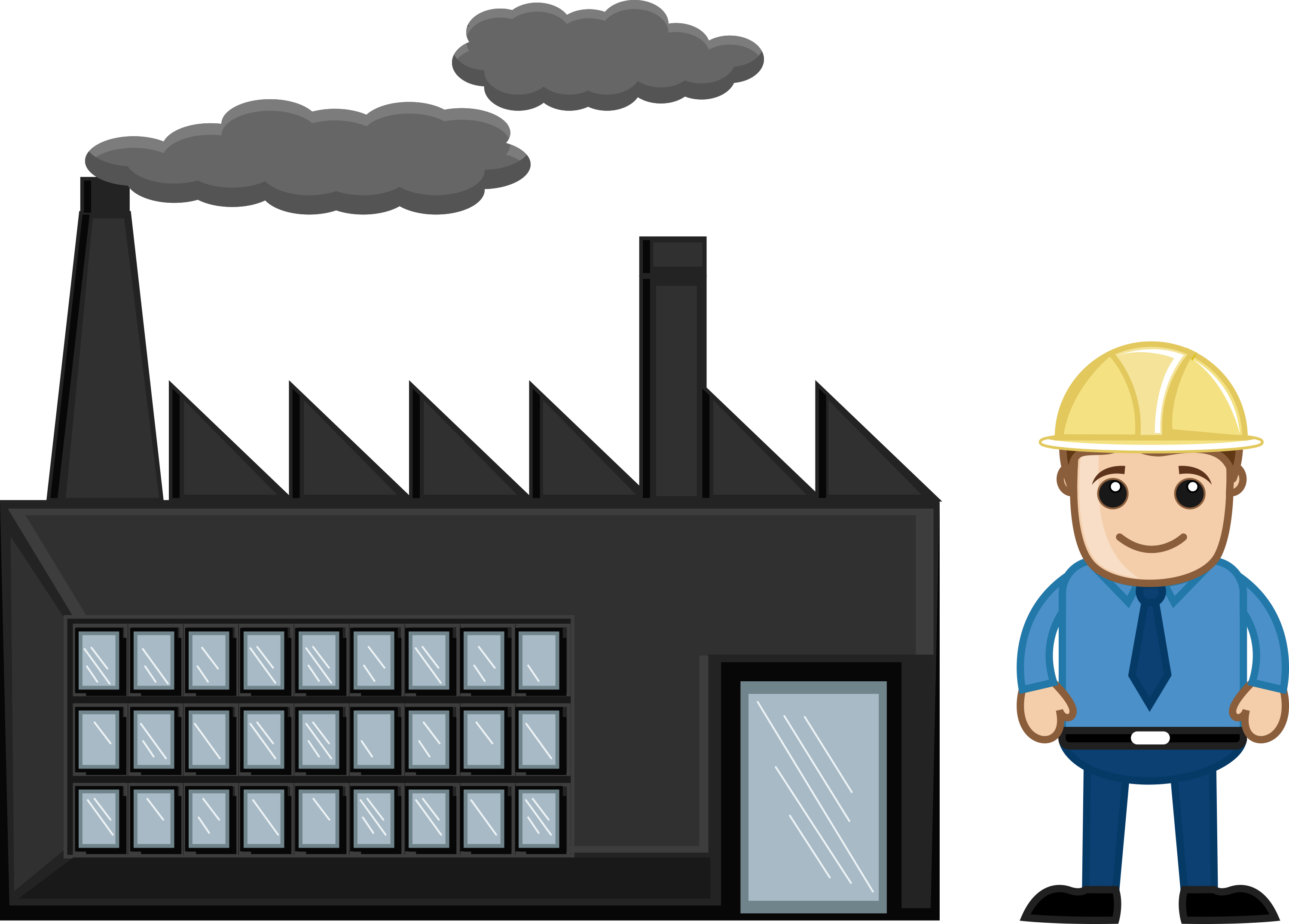 Factory Clipart Transparent Building Pencil And In - Factory Cartoon No Background (3000x2151), Png Download