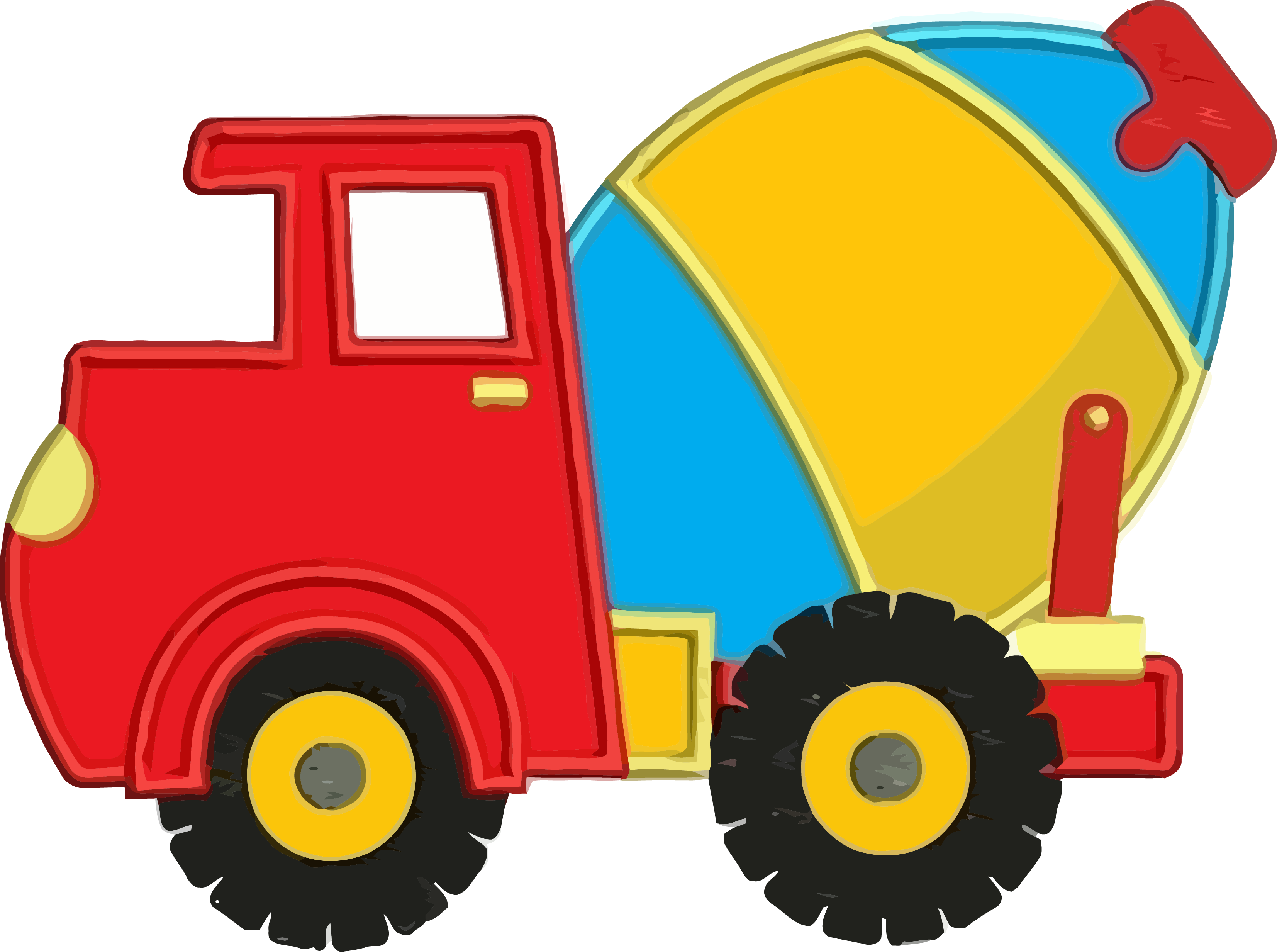 Cement Truck Colorful Clipart Png - Cement Mixer Clip Art (3307x2465), Png Download