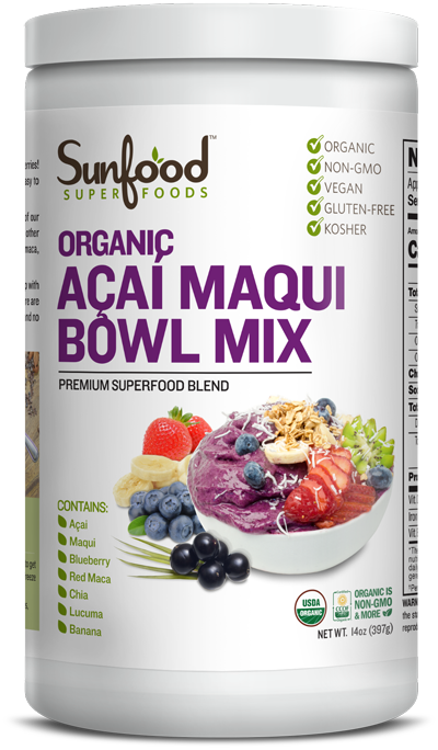 Acai Maqui Bowl Mix 14oz Tub - Sunfood Acai Maqui Bowl Mix (400x684), Png Download