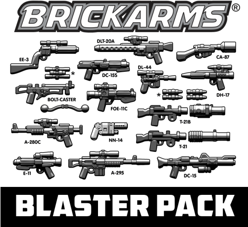 Brickarms Blaster Weapons Pack - Brickarms Star Wars Blaster Pack (500x472), Png Download