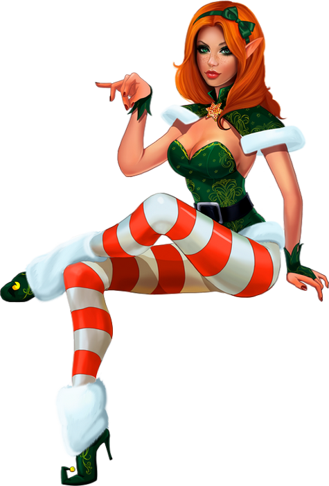 Sexy Christmas Elf Cartoon (475x700), Png Download