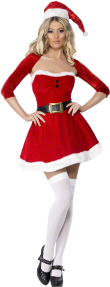 Fever Miss Santa Costume - Santa Dress For Women (366x580), Png Download