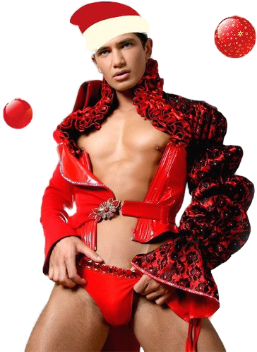 Sexy Men Santa Claus - Lingerie Top (378x500), Png Download