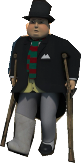 Sir Topham Hatt With Crutches - Sir Topham Hatt Movie (272x546), Png Download