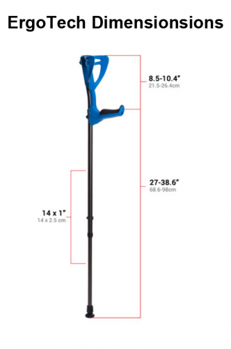 Ergotech Elbow Crutches - Ergotech Forearm Crutches White 215-09 Forearm Crutches (500x500), Png Download