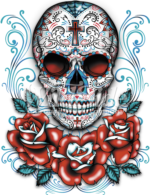 Sugar Skull Clipart Rose - Sugar Skulls And Roses (675x675), Png Download