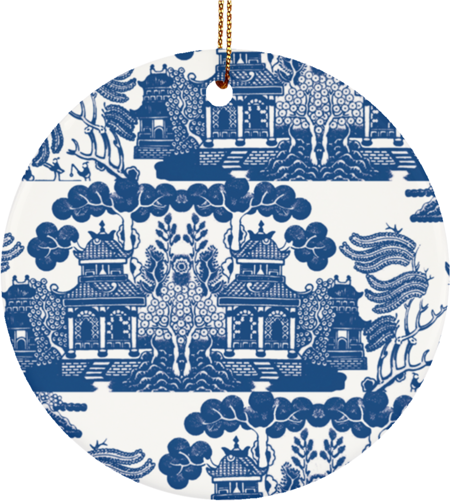Blue Pagoda Ceramic Chinoiserie Ornament - T-shirt (1024x1024), Png Download