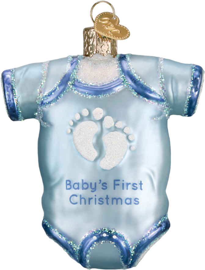 Baby Onesie Ornament-blue - Baby's First Christmas Blue 2018 (480x480), Png Download